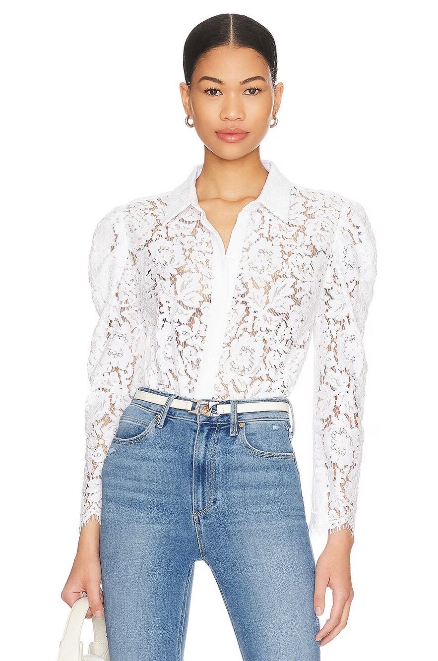 Generation Love Valencia Lace Puff Sleeve Top White Size Medium